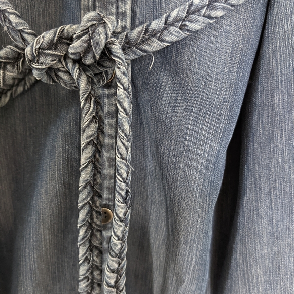 Jordache Denim Shirt Dress size S, Denim Braid Belt, Button Front - Picture 6 of 13